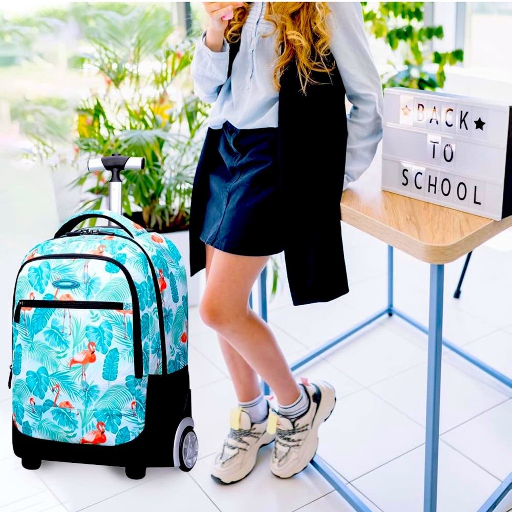 Rolling Backpack for Kids Adults, 18" Waterproof Backpack with Wheels